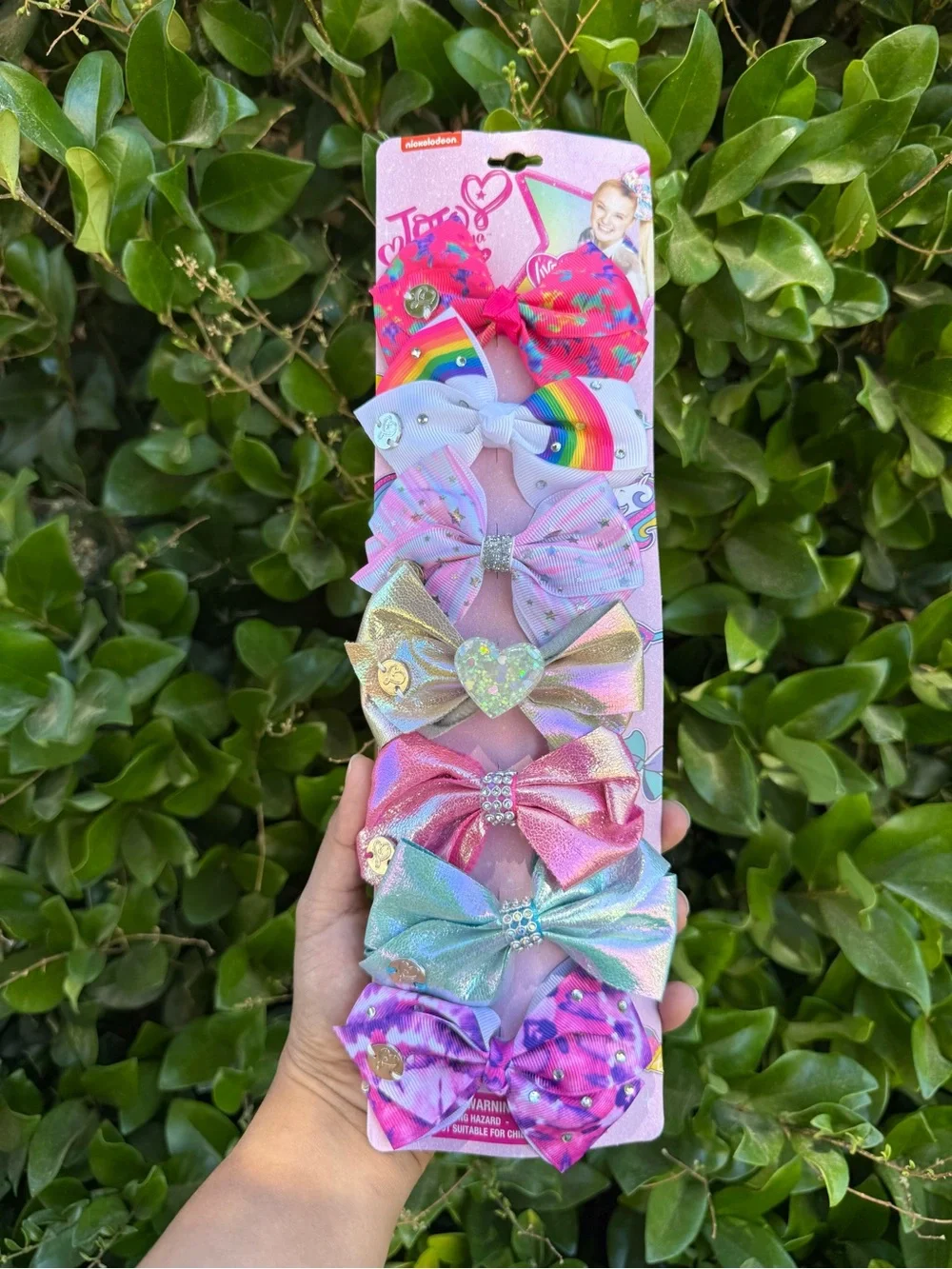 Official JoJo Siwa Nickelodeon  Hair Bows Clips Pack Set of 7 NWT rainbow cute